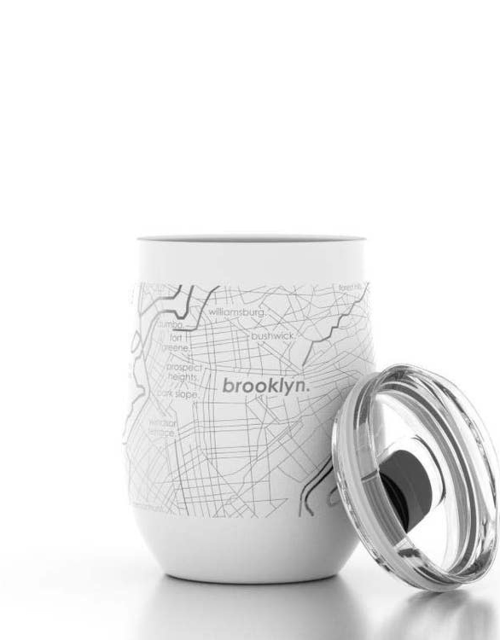 Well Told Brooklyn NY Map 12 oz  White Insulated Wine Tumbler