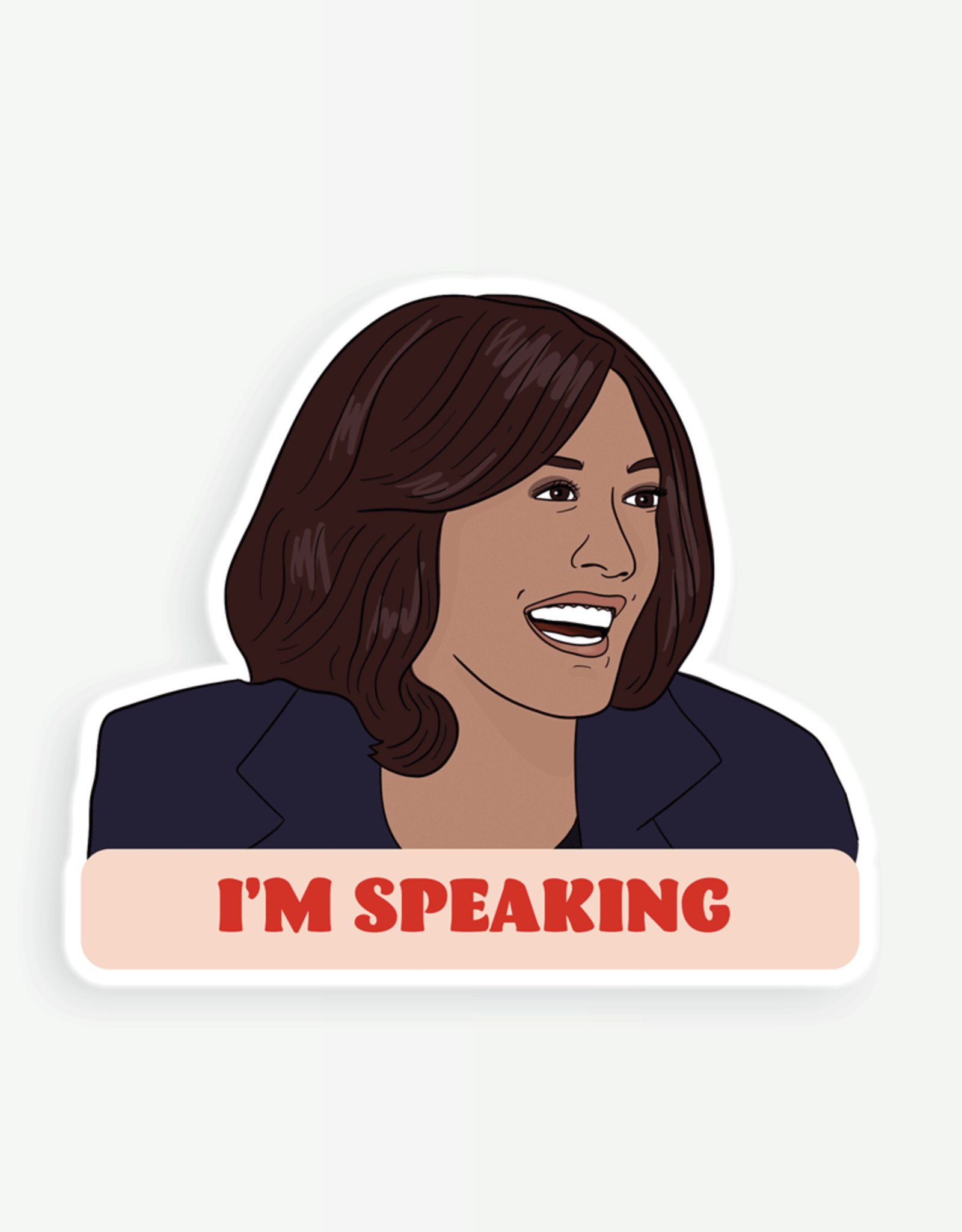 Party Mountain Paper Sticker: Kamala I'm speaking (pink/red text)