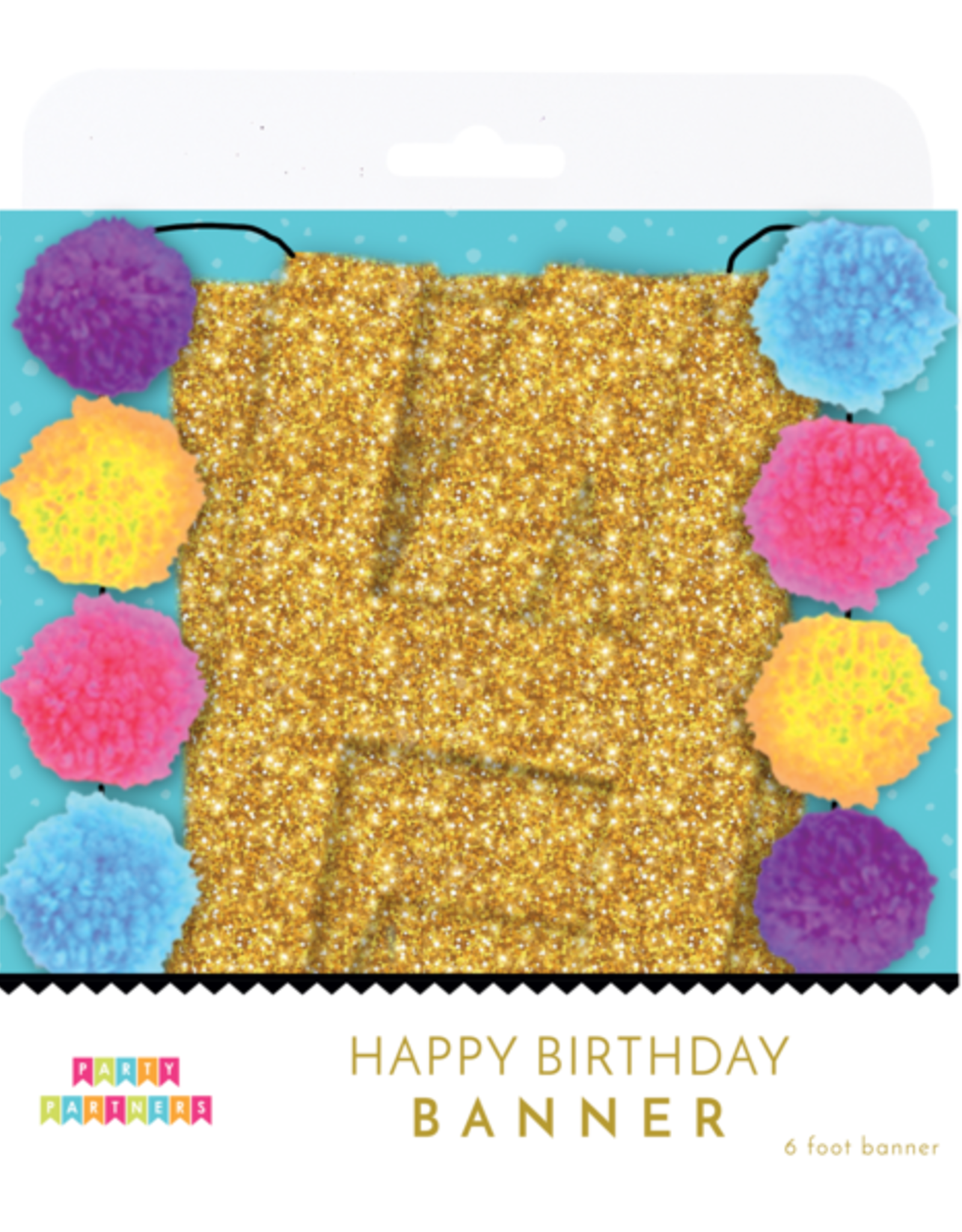 Party Partners Banner - Happy Birthday Pom Poms