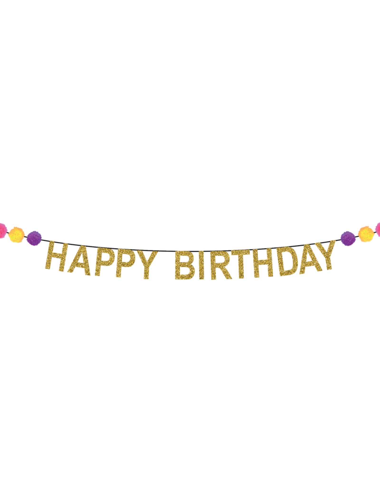 Party Partners Banner - Happy Birthday Pom Poms