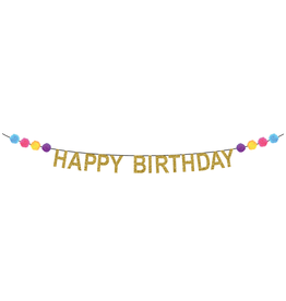 Party Partners Banner - Happy Birthday Pom Poms