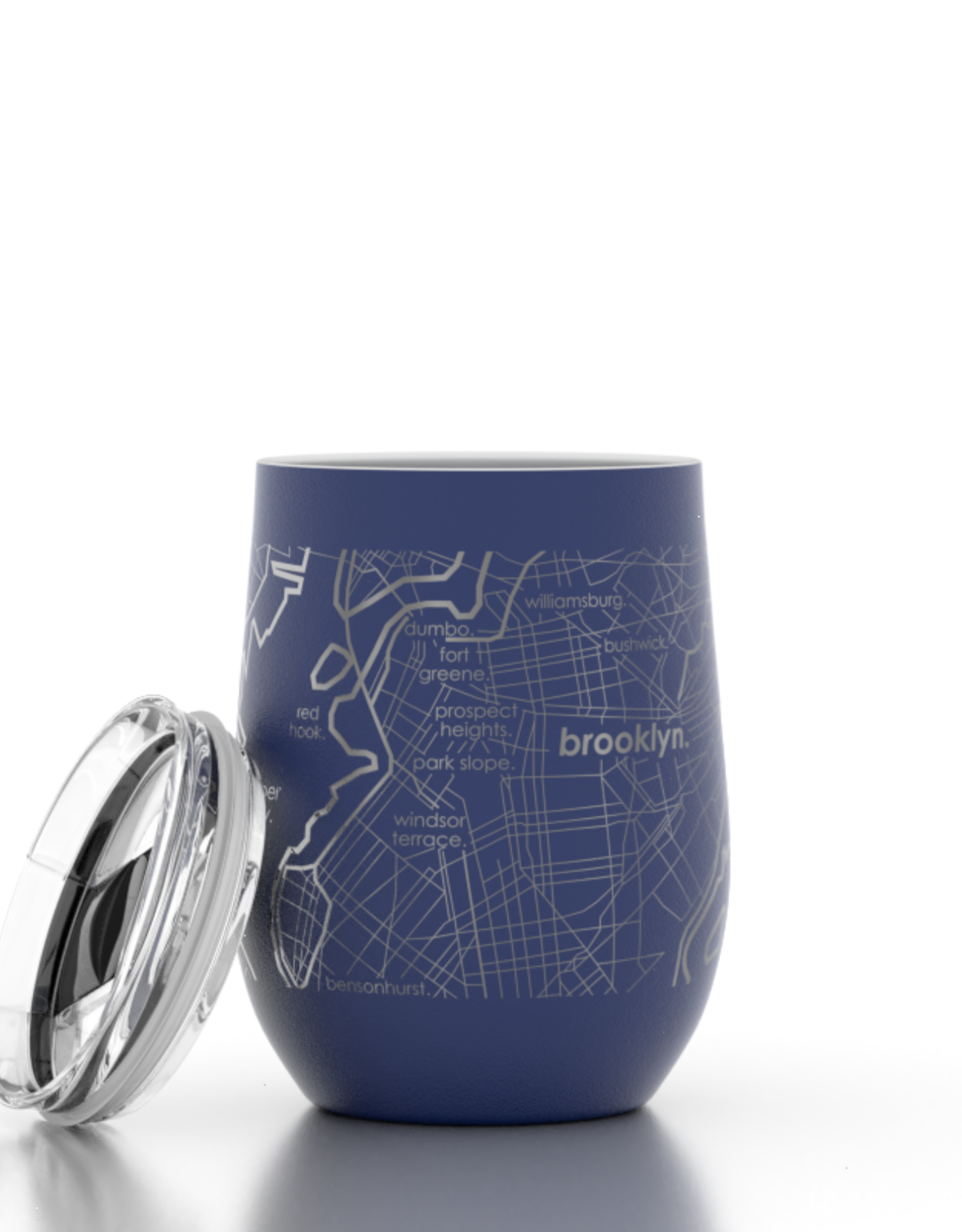 Well Told Brooklyn NY Map 12 oz  Blue Insulated Wine Tumbler