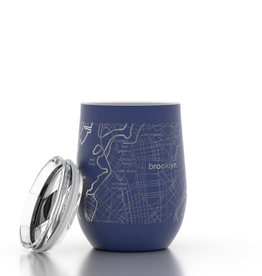 Well Told Brooklyn NY Map 12 oz  Blue Insulated Wine Tumbler