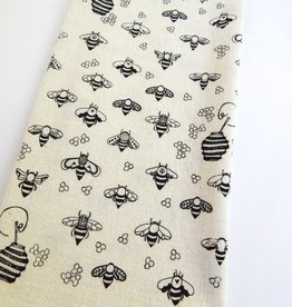 the high fiber Cotton Kitchen Tea Towel Bees-Black on Natural