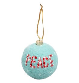 Pearhead Ornament - Blue Felt Peace Ball