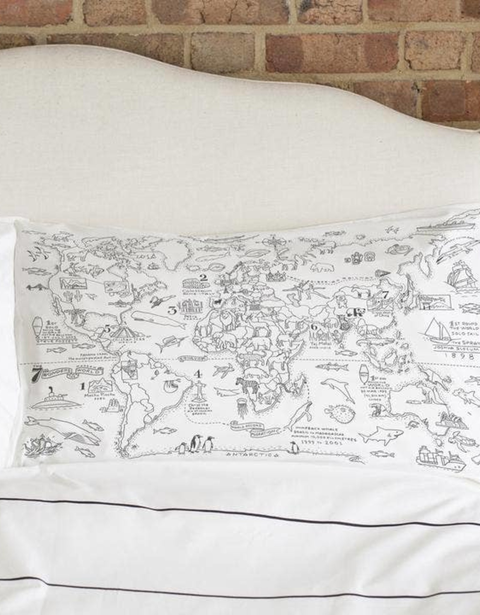 Eat Sleep Doodle Pillowcase - World Map