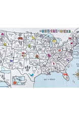 Eat Sleep Doodle Tablecloth - Color USA Map