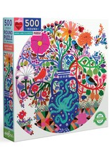 eeBoo Puzzle 500 Pieces Round: Birds & Flowers