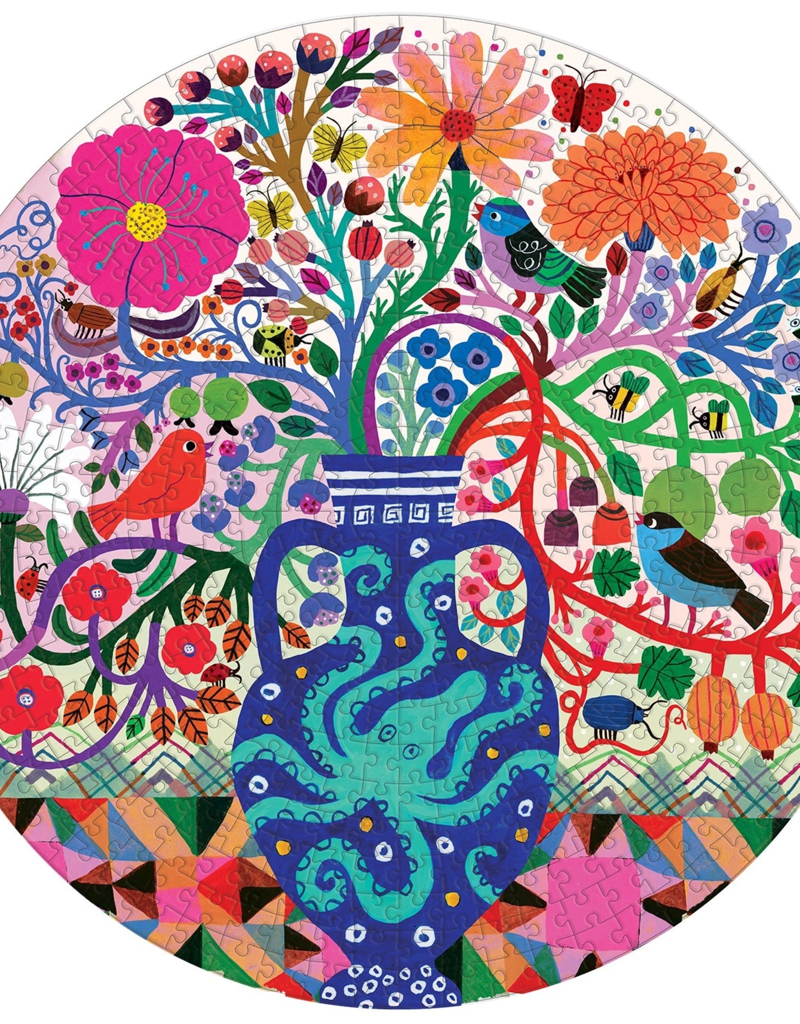 eeBoo Puzzle: Birds & Flowers, Round (500)
