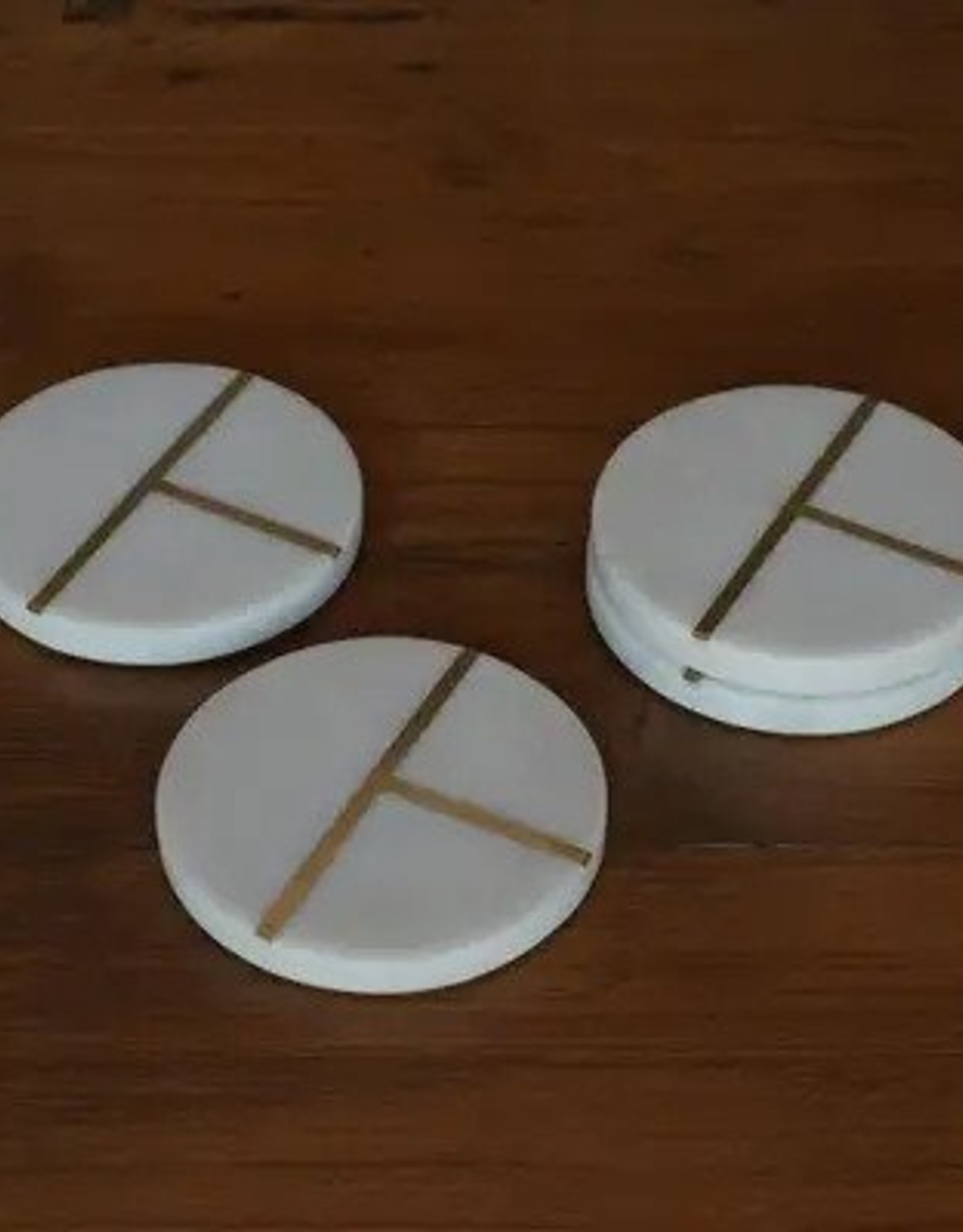 HomArt Coasters: Round Marble and Brass