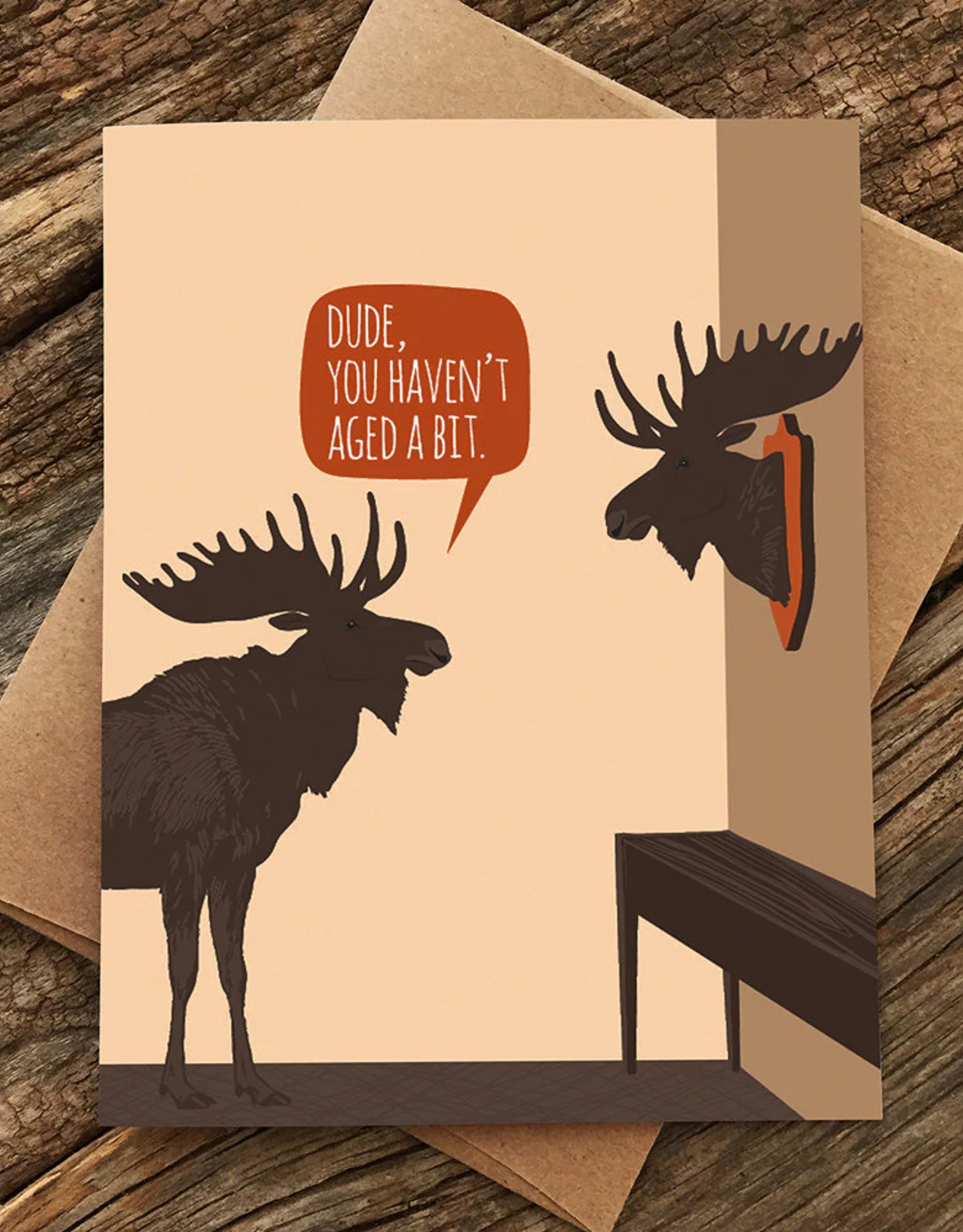 Modern Printed Matter Card - Birthday: Aged Moose Trophy