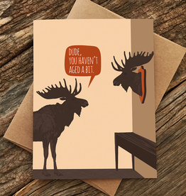 Modern Printed Matter Card - Birthday: Aged Moose Trophy