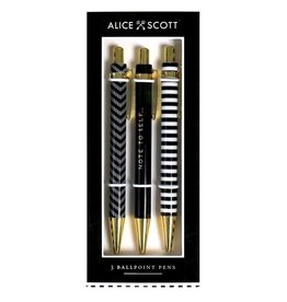 Portico Designs Pen  - Set of 3 Ballpoint: Note To Self
