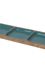 Danica + Now Designs Mango Wood Divided Dish - Lagoon