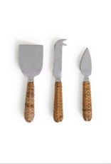 Two's Company Wicker Weave Cheese Knives - Set of 3
