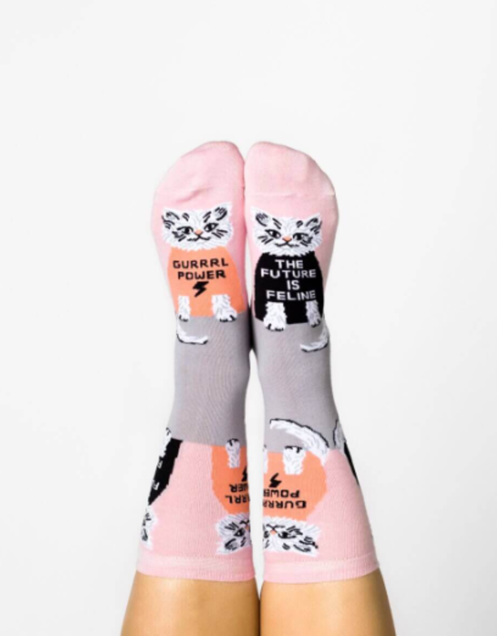 Yellow Owl Workshop Socks - Women's Crew: Future is Feline