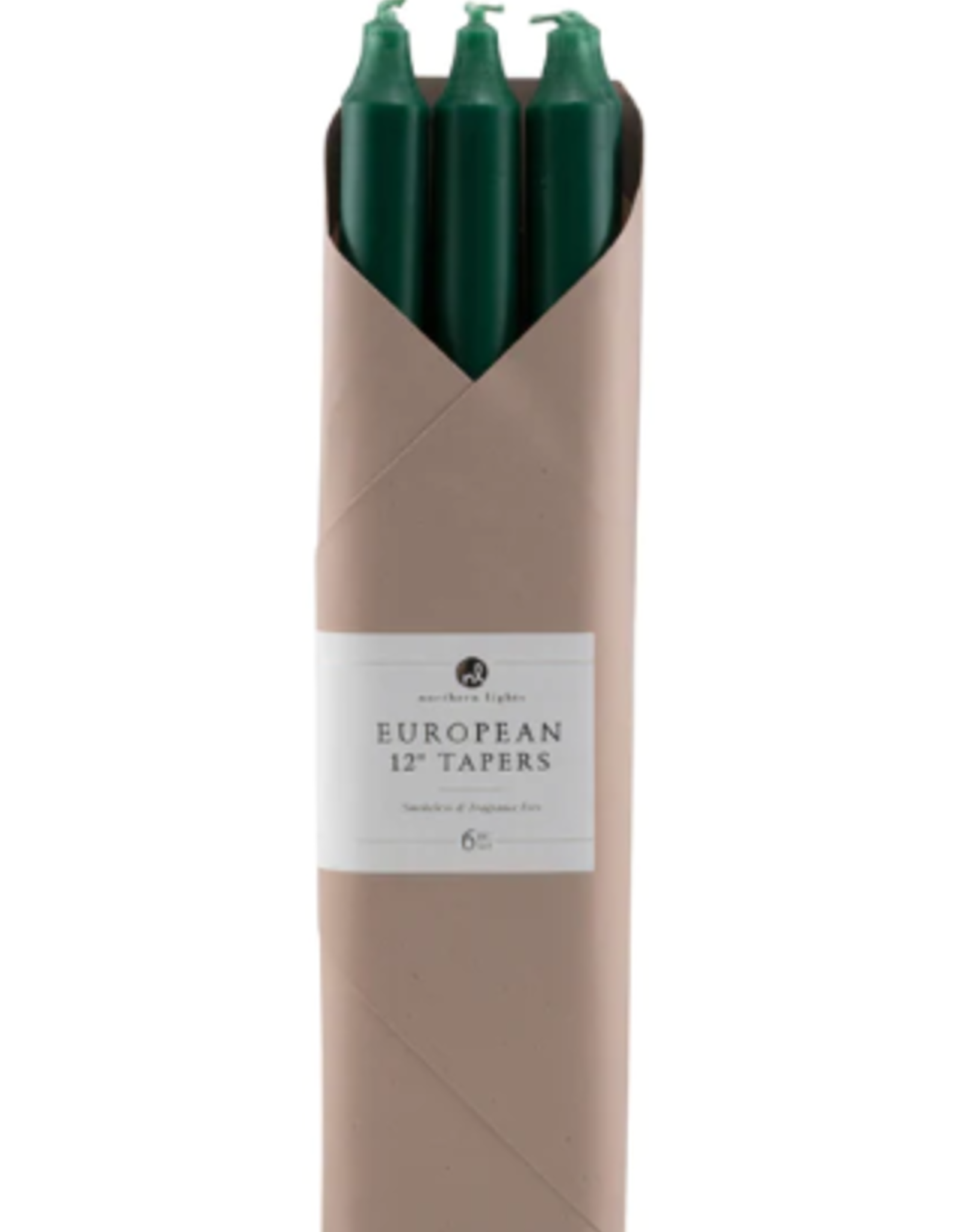 Northern Lights Candles Tapered Candle - 6 Pack Hunter Green