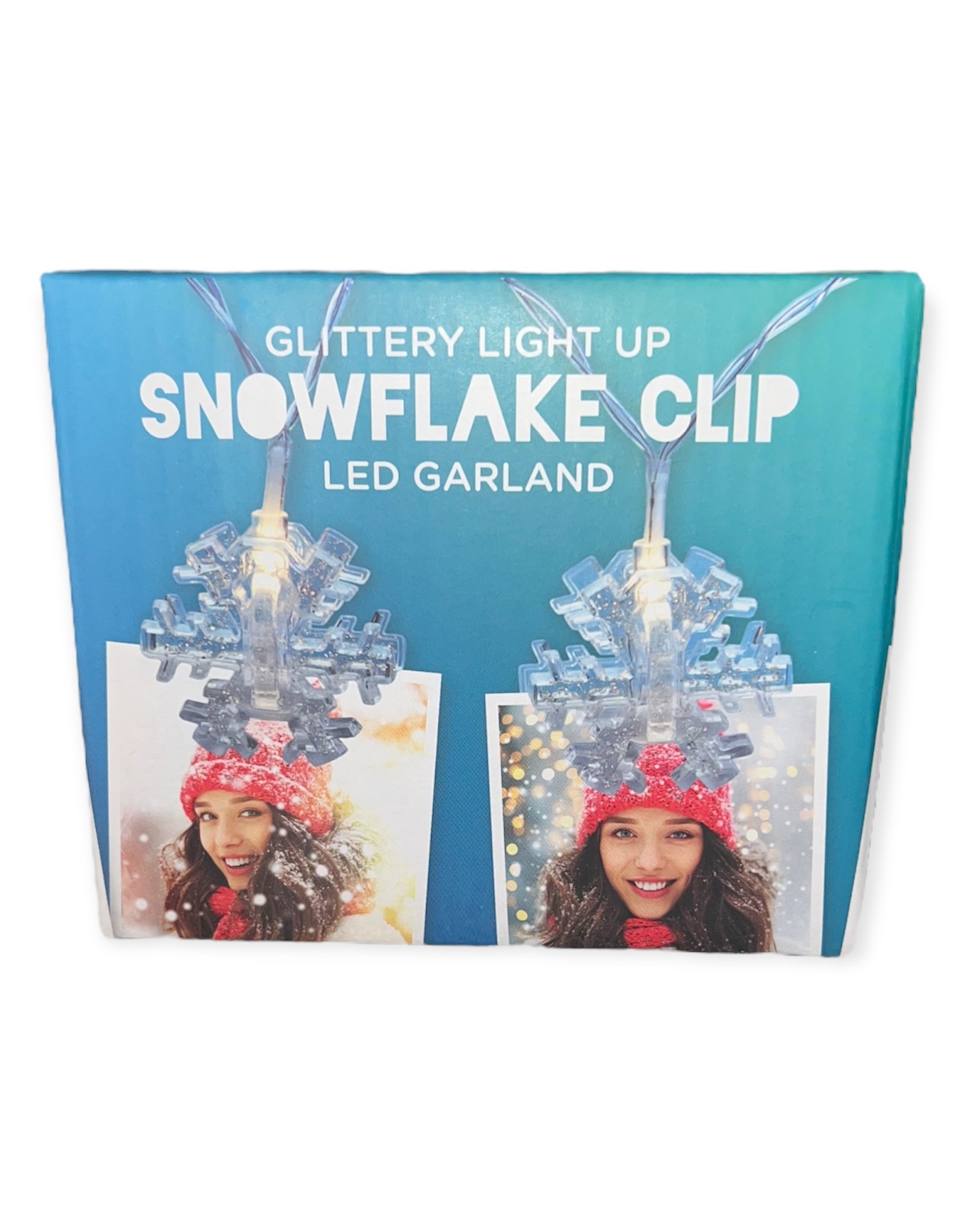 Two's Company Garland - Glittery Snowflake LED Clip