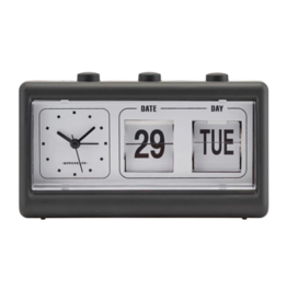 Society of Lifestyle Retro Black Clock with alarm and calendar