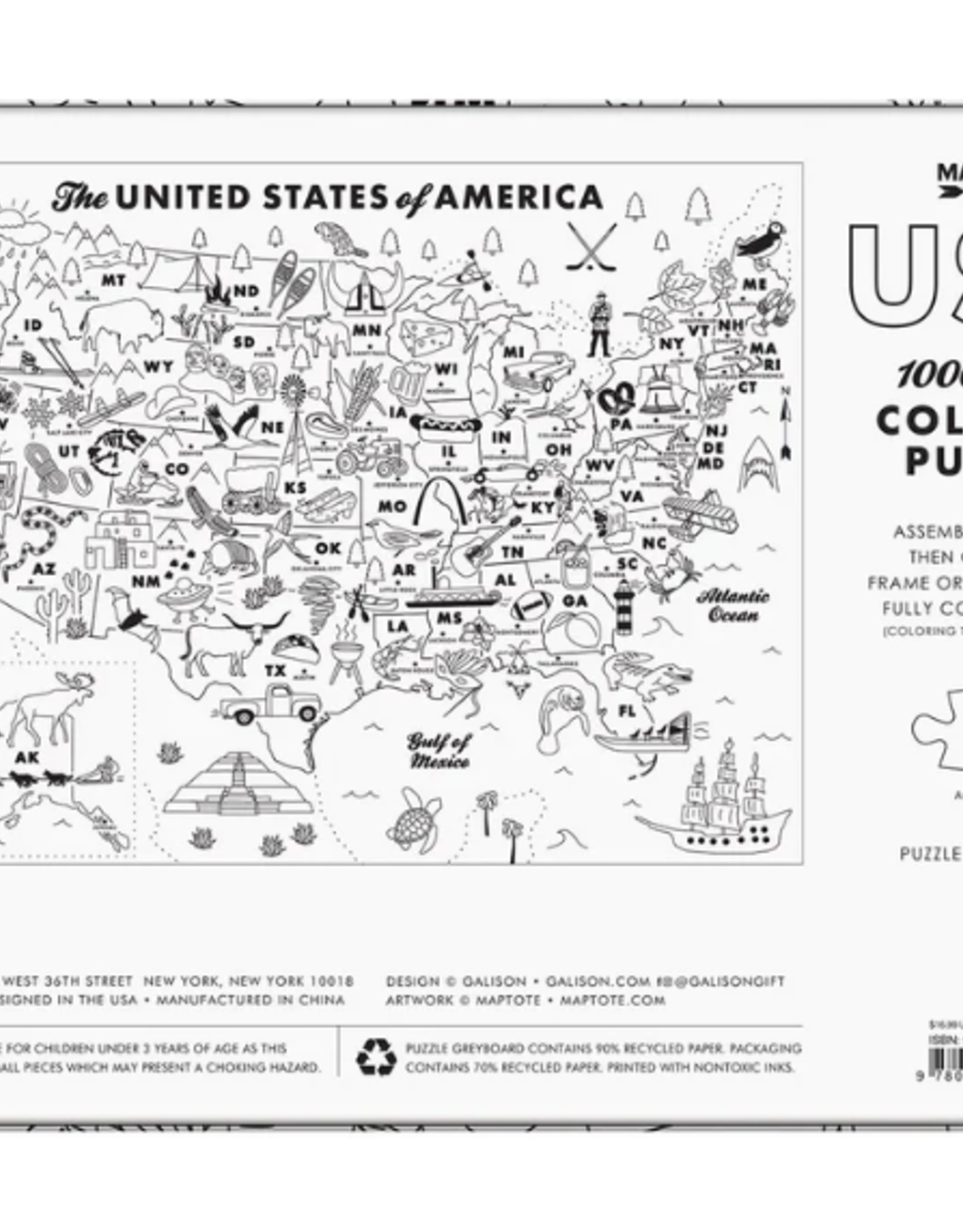 Chronicle Books Puzzle: Color-In USA (1000)