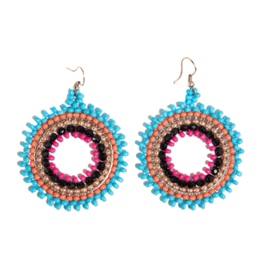 Ink + Alloy Earrings - Dangle: Turquoise Orange Bead Circle