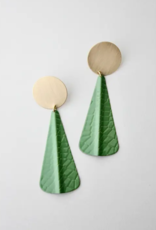 David Aubrey Earrings - Dangle: Green & Gold Post