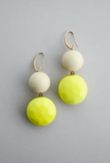 David Aubrey Earrings - Dangle: Yellow & Beige Balls