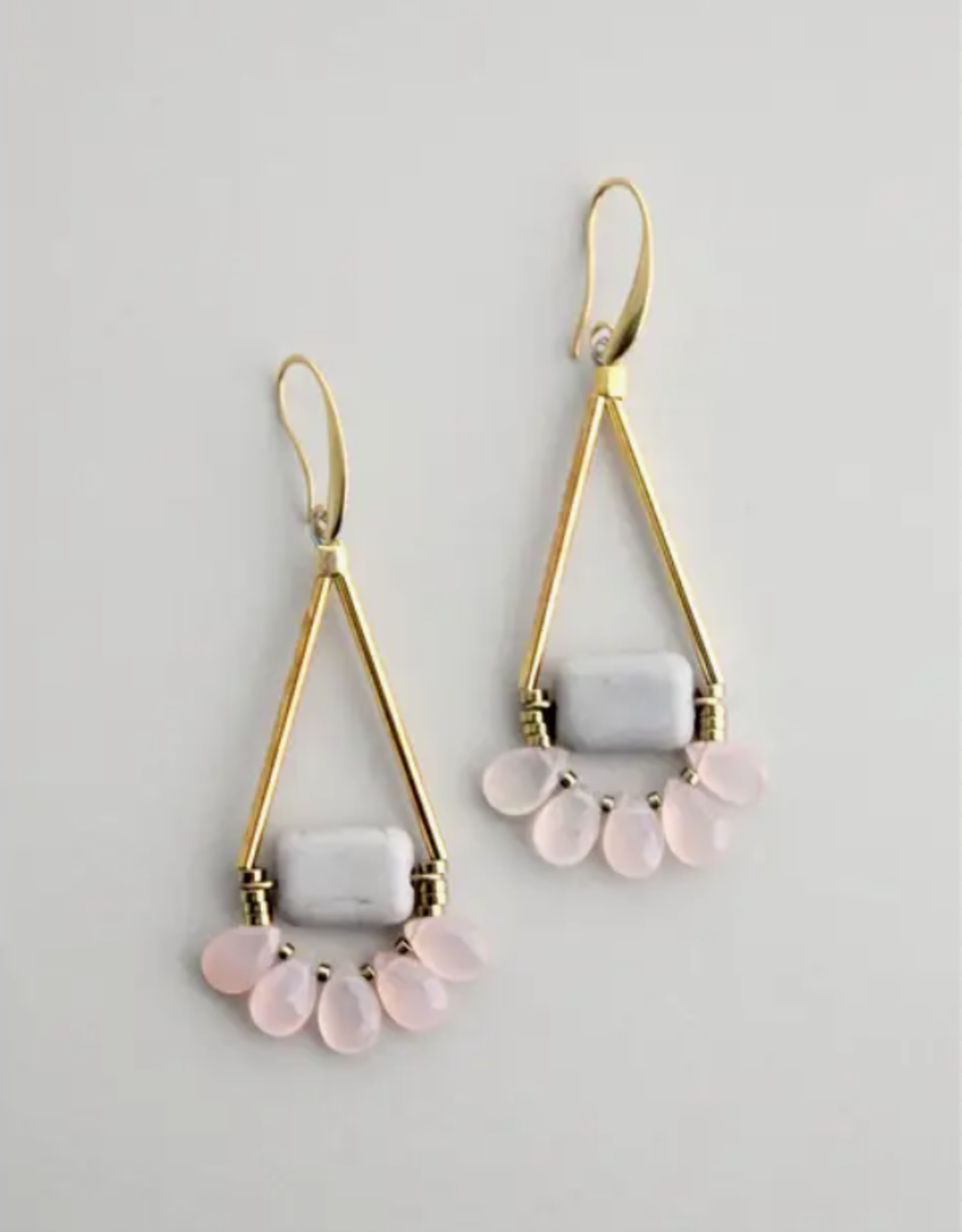 David Aubrey Earrings - Dangle: Pink and Gray Geometric