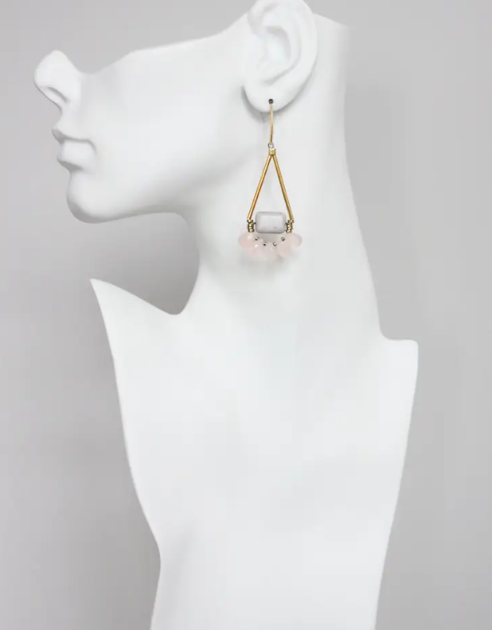 David Aubrey Earrings - Dangle: Pink and Gray Geometric