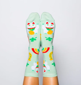 Yellow Owl Workshop Socks - Women's Crew: Lucky Cat & Clover