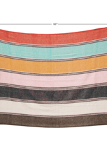 Creative Co-Op Throw Blanket - Recycled Cotton Blend Striped with Braided Fringe Multi 60"L x 50"W