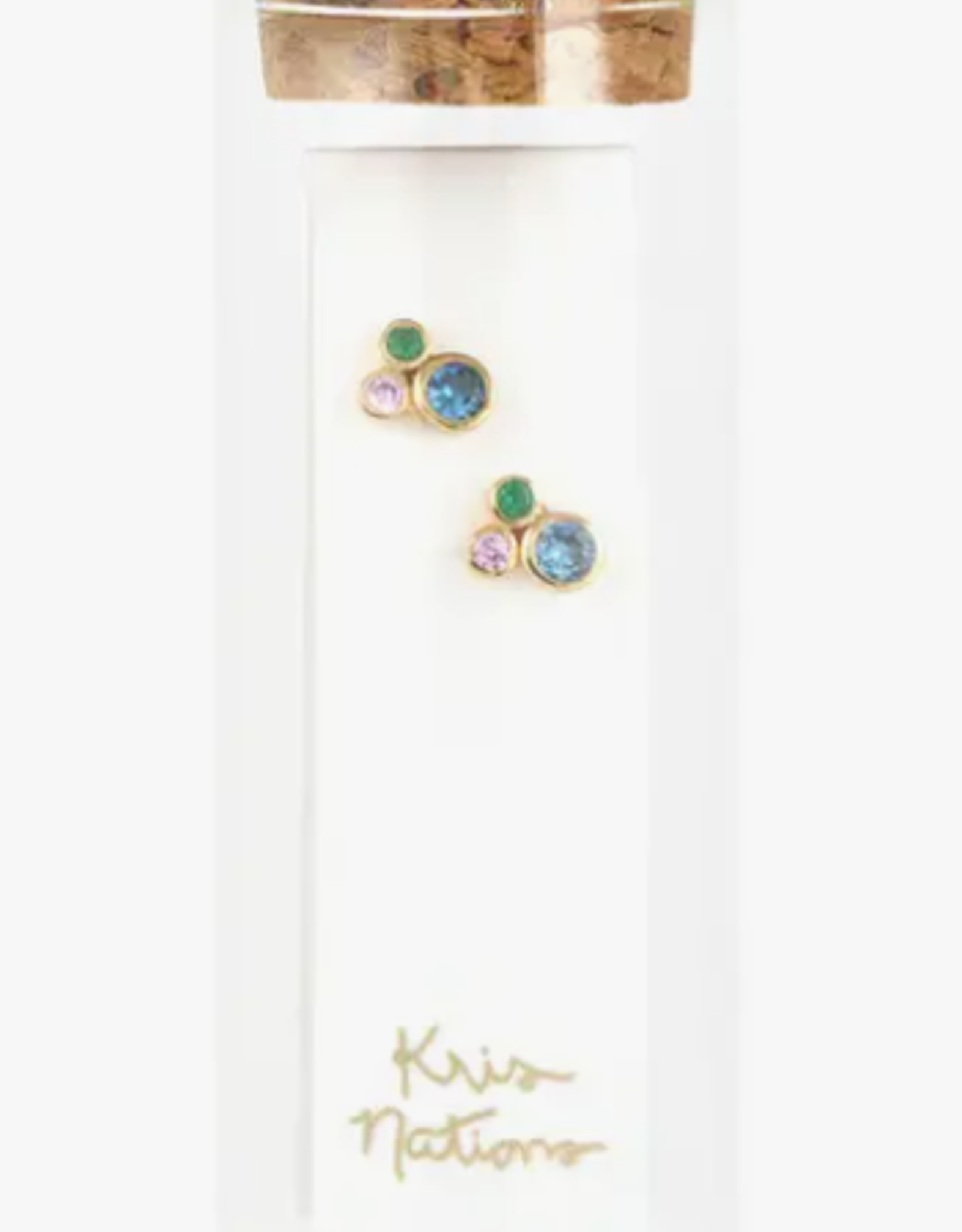 Kris Nations Earrings - Stud: Modern Bezel Crystal