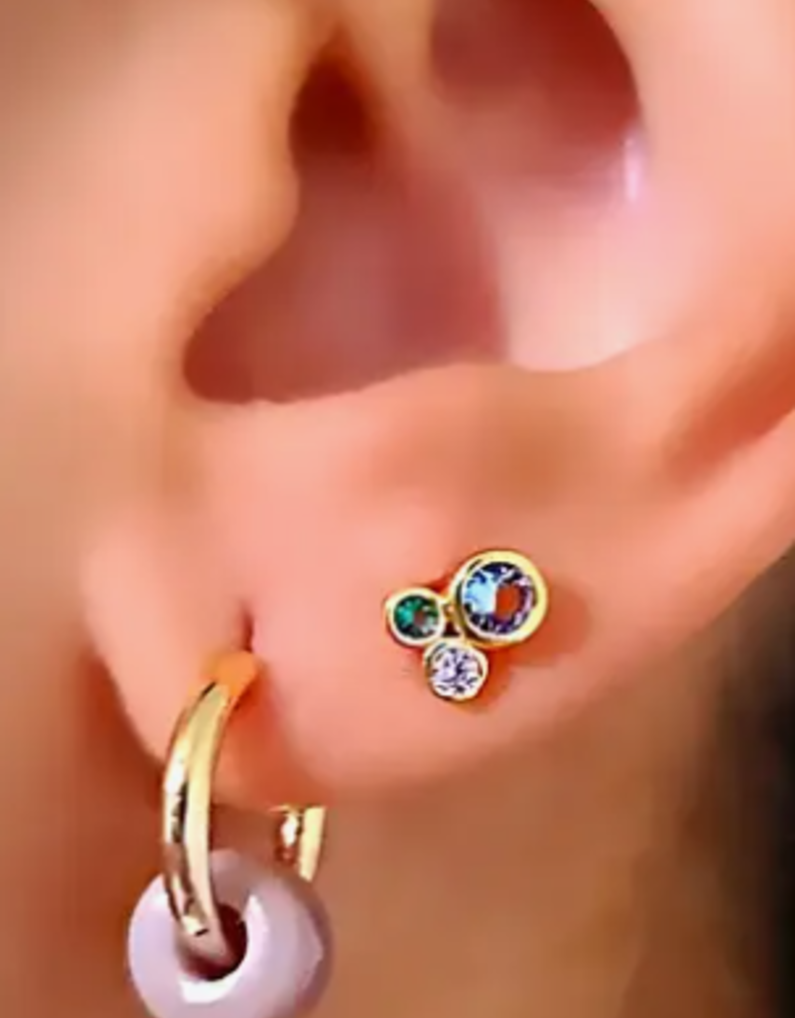 Kris Nations Earrings - Stud: Modern Bezel Crystal