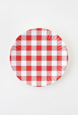 One Hundred 80 degrees Melamine SMALL 7.5" Plate - Red Gingham set 4