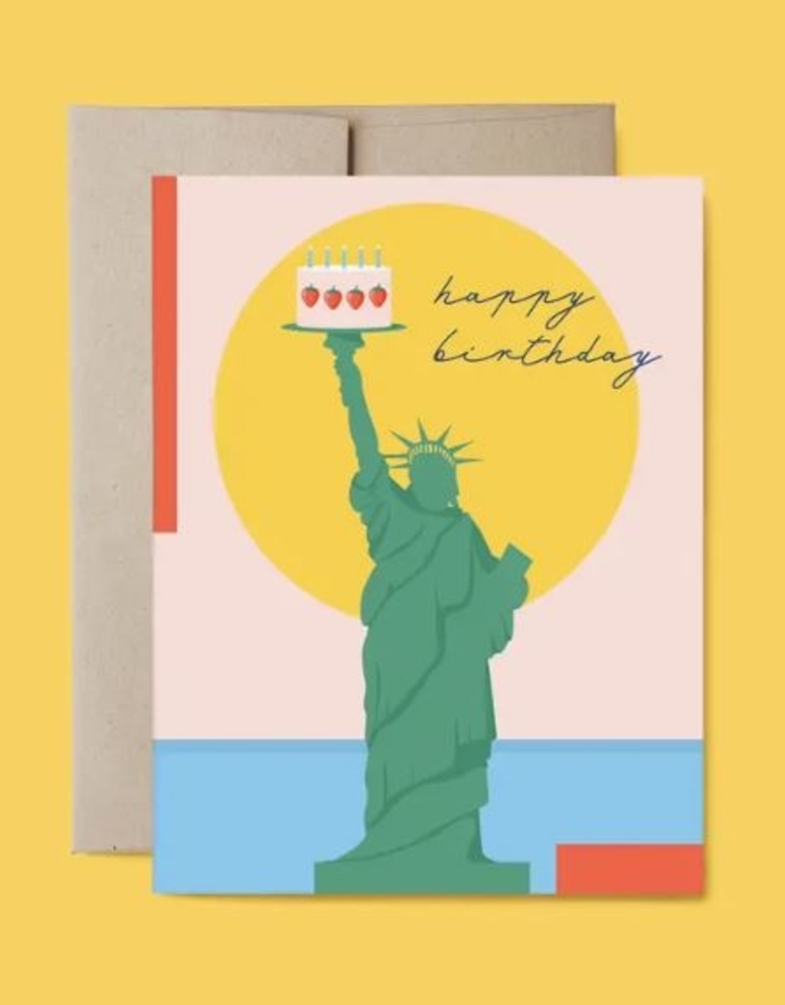 Belle Belette Card - Birthday: NYC Statue of Liberty Cake
