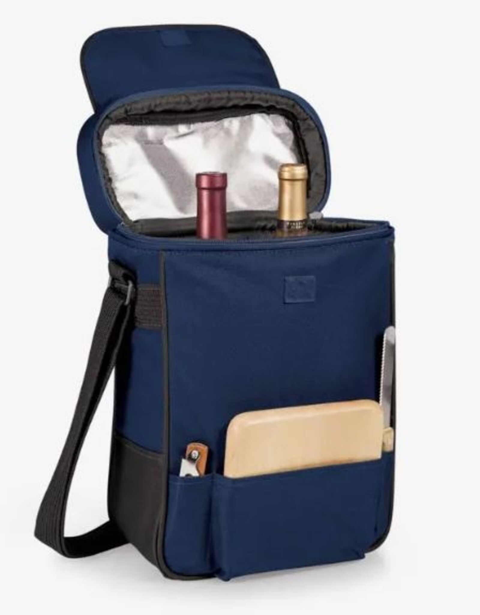 PIcnic Time Wine and Cheese 2 bottle tote in Blue