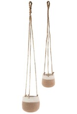 Karma Planter - Hanging Woven Basket Two-Tone: Large