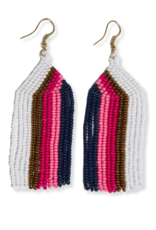 Ink + Alloy Earrings - Dangle: Bead Fringe Gold, Pink, Hot Pink, Teal