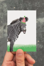 Modern Printed Matter Mini Card - Birthday: Zebra Party Hat