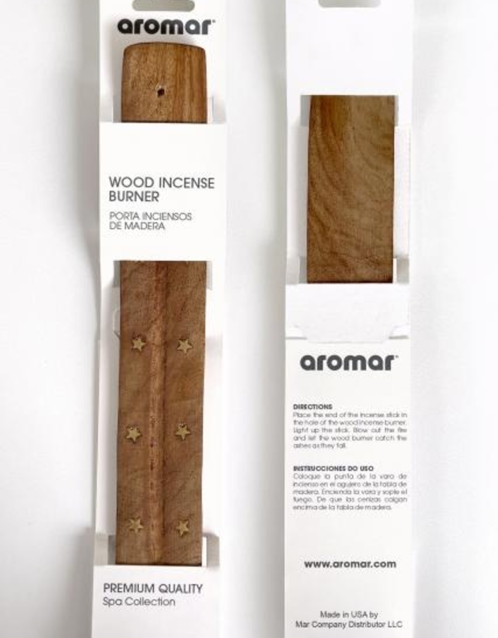 Aromar Incense Holder - Wood w/ Gold Stars