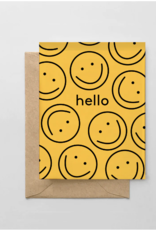 Spaghetti and Meatballs Card - Blank: Hello Yellow Smiley Face