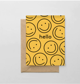 Spaghetti and Meatballs Card - Blank: Hello Yellow Smiley Face