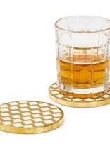 Two's Company Coasters - Set of 4: Geometric with Gold Rim