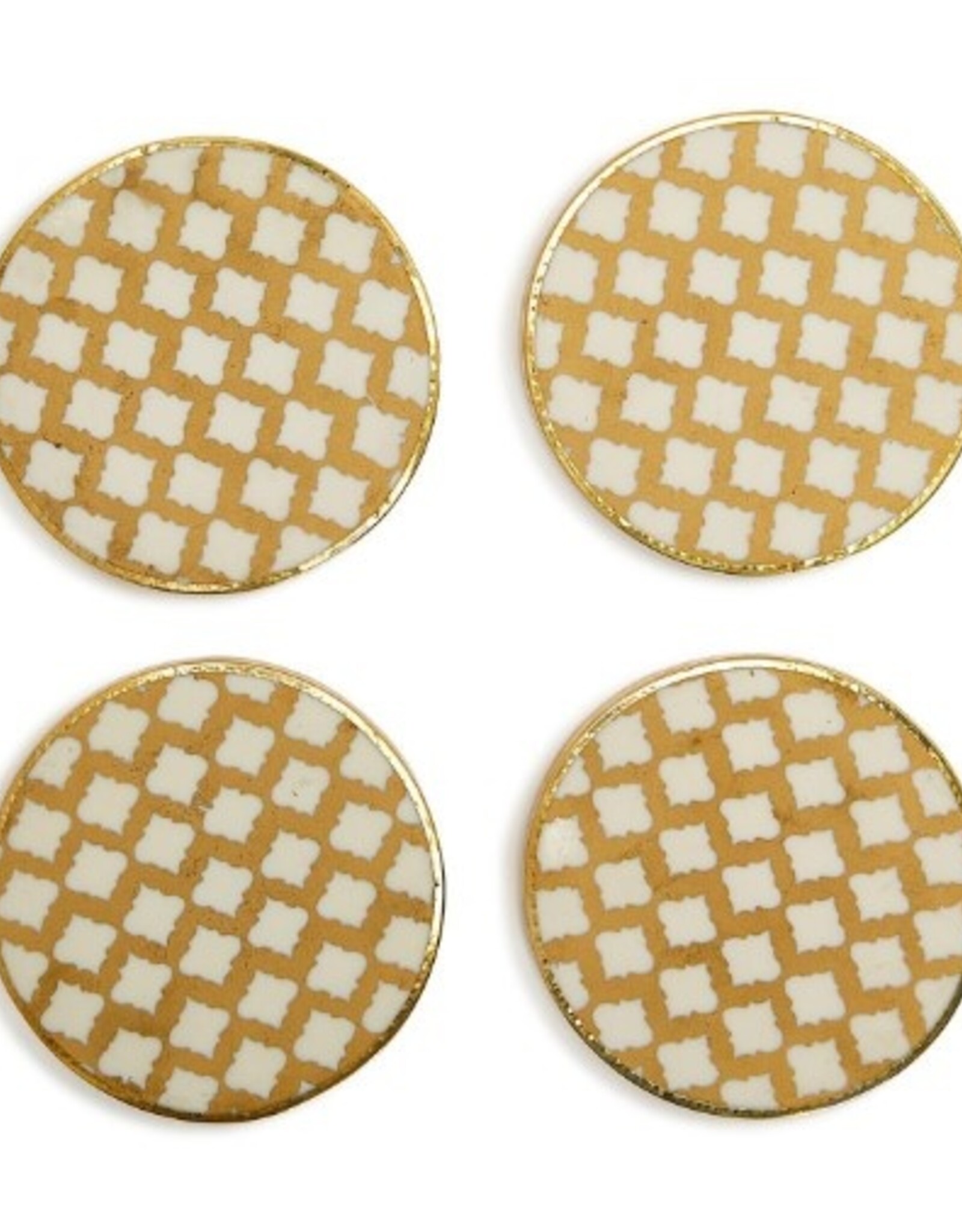 Two's Company Coasters - Set of 4: Geometric with Gold Rim