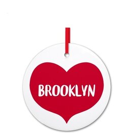 Rock Scissor Paper Ornament: Ceramic - Red Heart "Brooklyn"