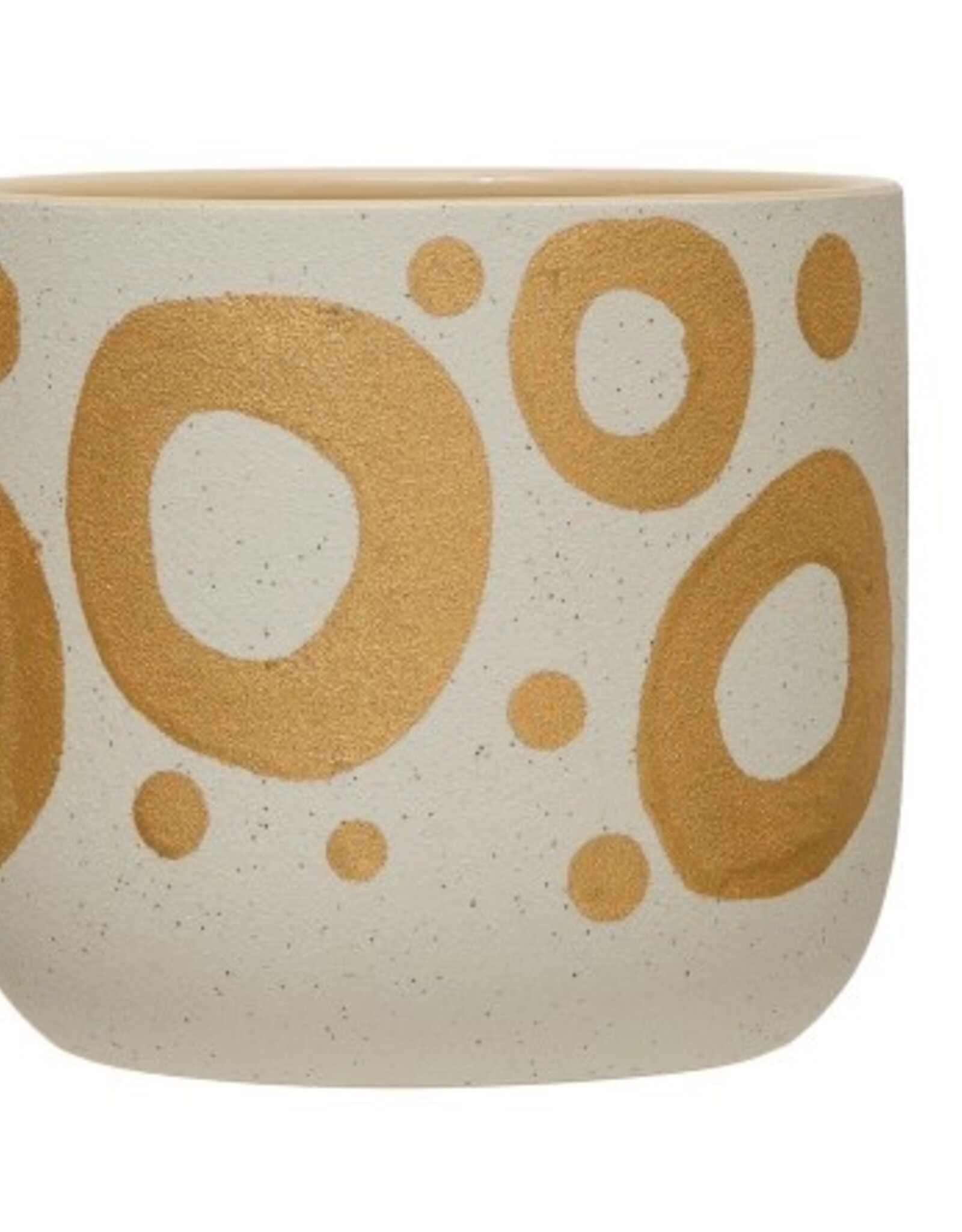 Creative Co-Op Planter - White w/ Gold Bubbles Large