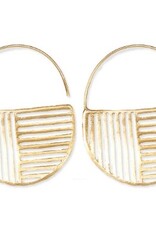 Ink + Alloy Earrings - Dangle: Brass Opposite Lines Hoop