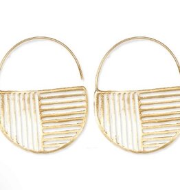 Ink + Alloy Earrings - Dangle: Brass Opposite Lines Hoop