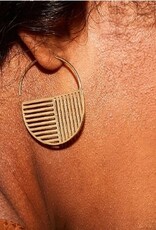Ink + Alloy Earrings - Dangle: Brass Opposite Lines Hoop