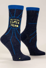 Blue Q Socks - Men's Crew: Actual Superhero